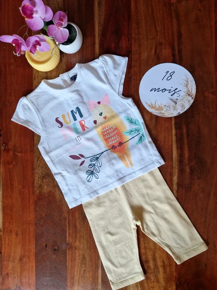 Ensemble t-shirt manches courtes + legging court 18 mois