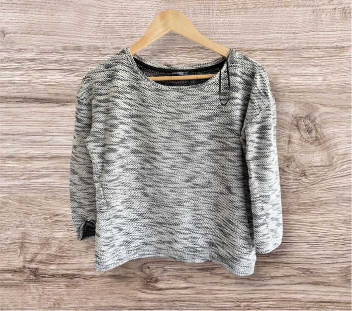 Pull col rond manches 3/4 gris noir bonobo taille 36 S