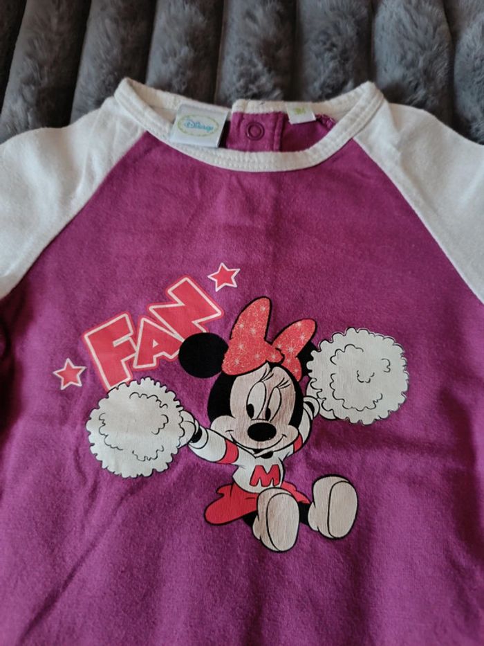Tee-shirt Minnie pom-pom girl manches longues T. 3 mois Disney - photo numéro 2