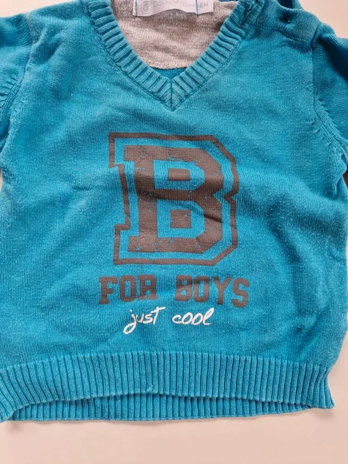 Pull col v turquoise - photo numéro 3
