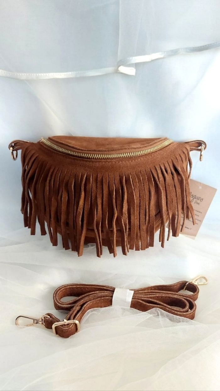 Sac banane daim à franges camel - photo numéro 9