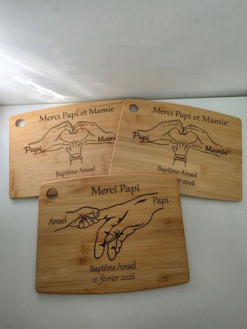 Planche a decouper gravure sur bois personnalisée 