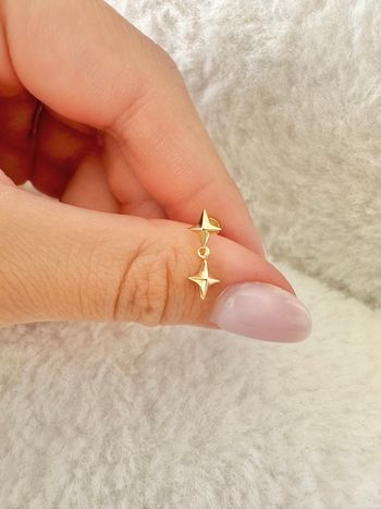 Piercing 2 étoiles en pendentif, doré