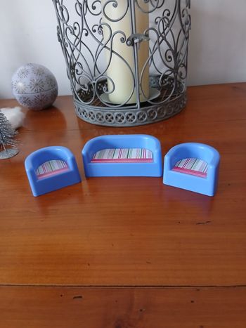 Meubles miniatures/maison poupée: Canapé +Fauteuils *plastique