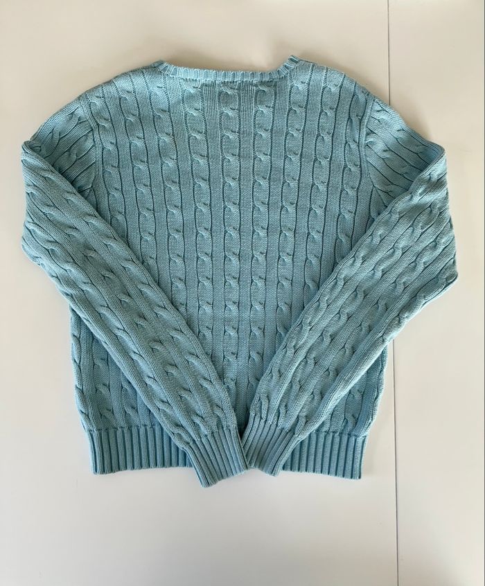 Pull torsadé bleu clair Ralph Lauren taille S - photo numéro 5