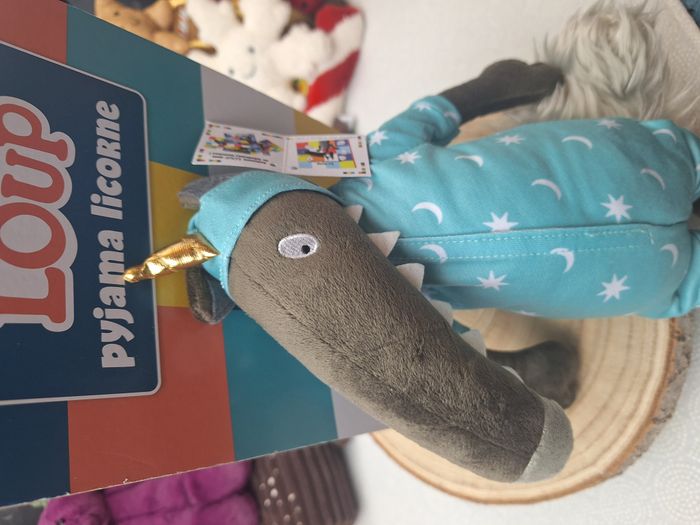 Peluche loup auzou pyjama licorne - photo numéro 3