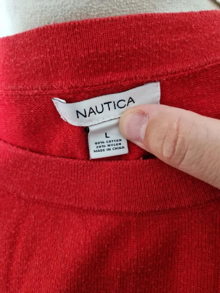 Pull nautica taille L rouge marinière ancre - photo numéro 5