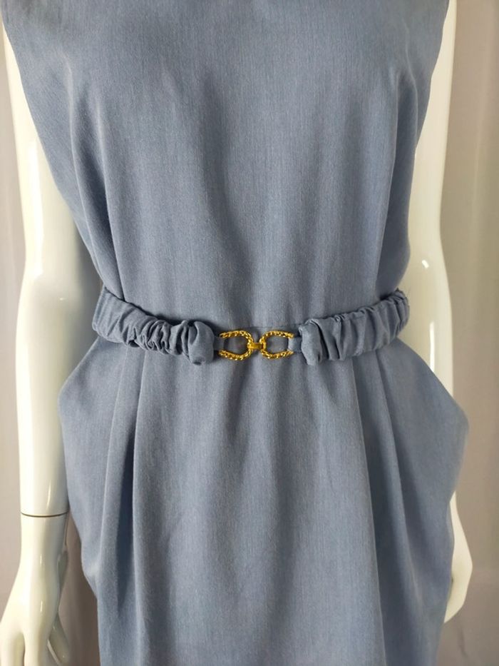 Robe bleue ceinturée – Froggy – Taille 2 - photo numéro 4