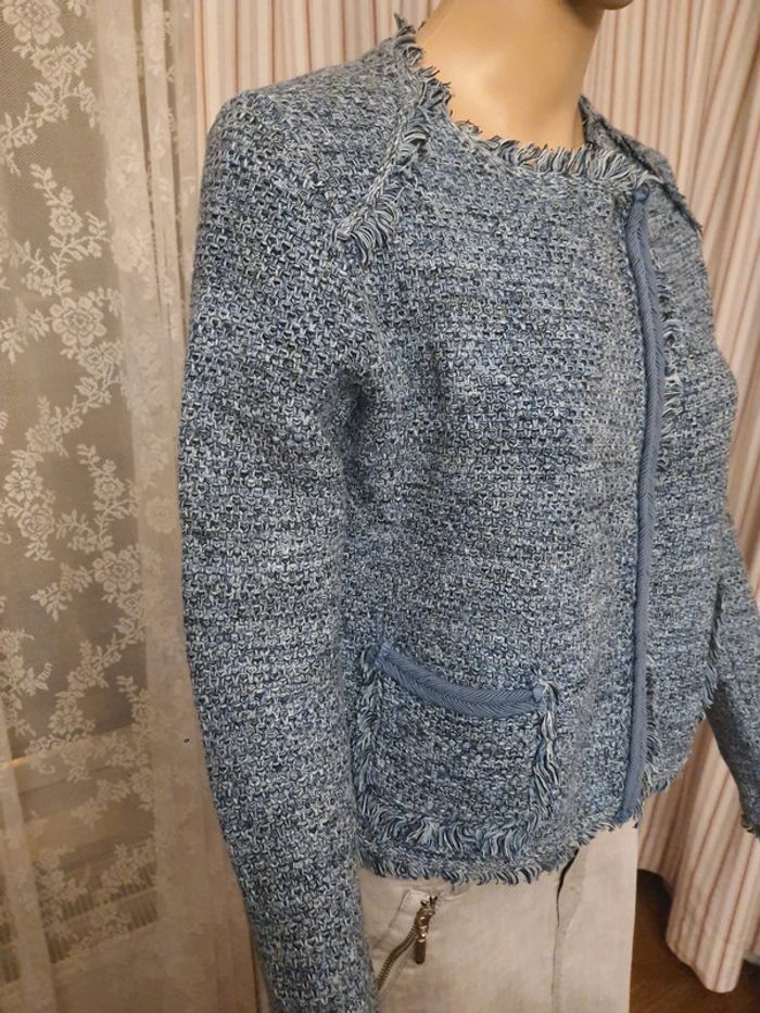 Gilet/veste Stefanel taille S bleu/blanc - photo numéro 6