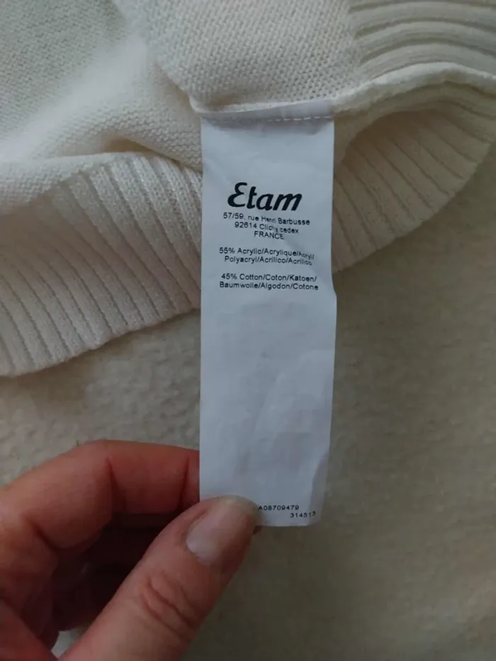 Pull blanc cassé grand col TM - photo numéro 4