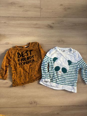 2 tee shirt manches longues 12 mois