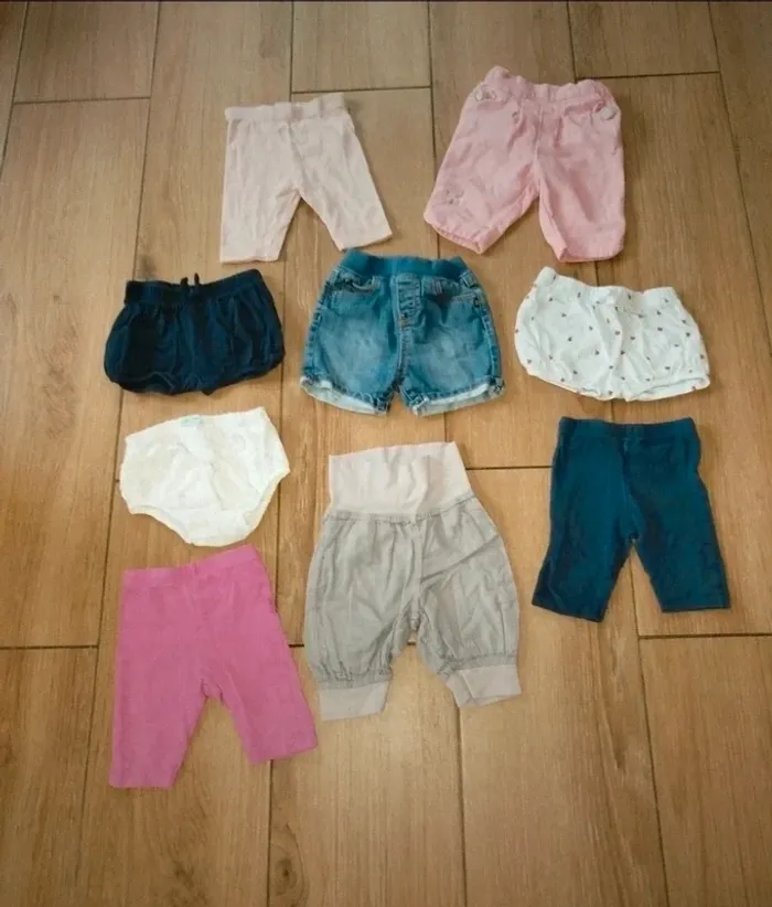 9 shorts/pantacourts bébé fille 12 mois