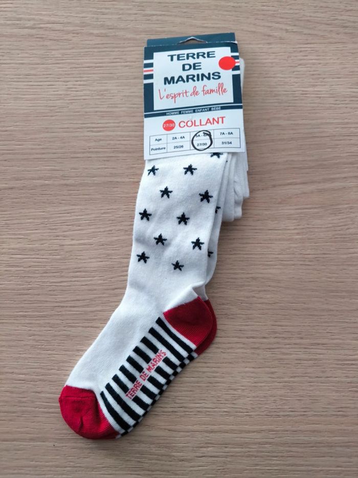 Lot de 2 paires de collants fille neufs terre de marin blanc - photo numéro 2
