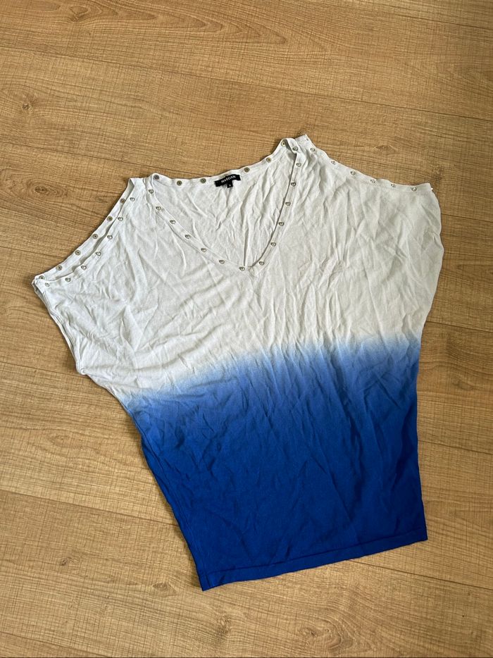 Haut gris et bleu Morgan taille S état satisfaisant (avec défaut) - photo numéro 8