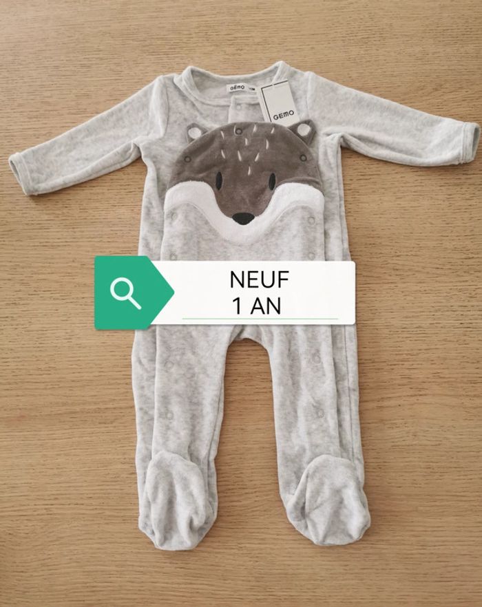 Pyjama gris NEUF garçon 1 an