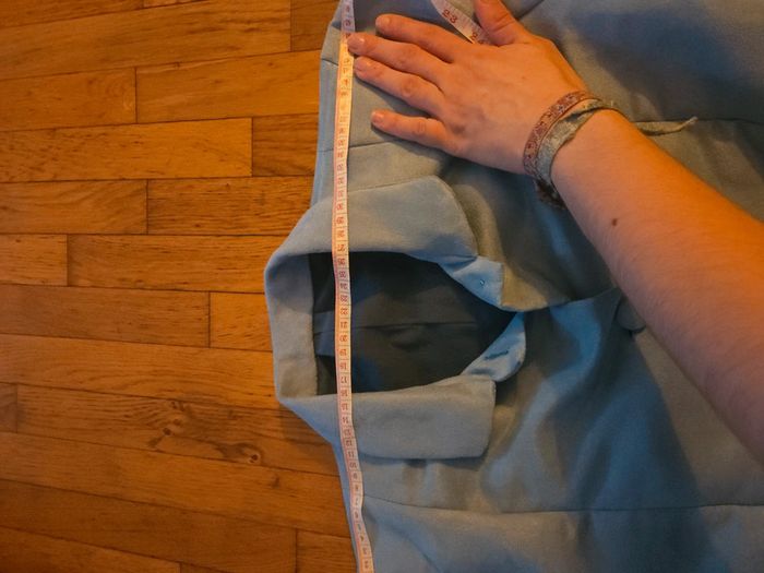 Veste / Blouson cousu main, style daim, bleu clair, taille M/L - photo numéro 15