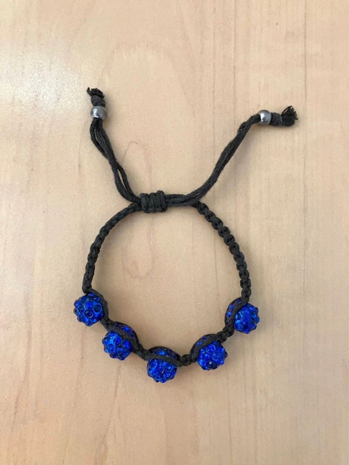Bracelet shamballa boules et strass bleus - photo numéro 7