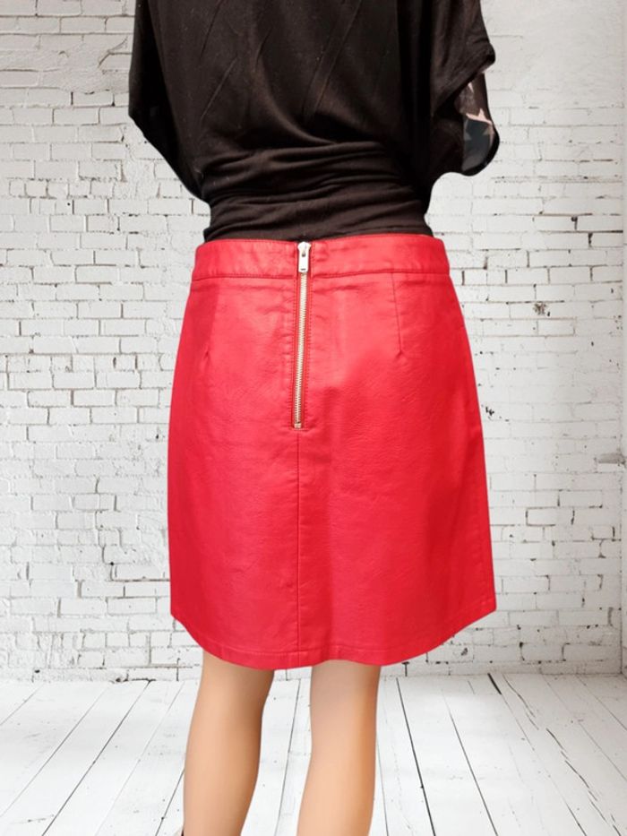 Pimkie jupe patineuse rouge simili cuir * taille 40 * - photo numéro 3