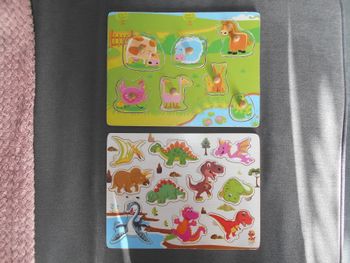 Lot de 2 puzzles en bois à encastrer