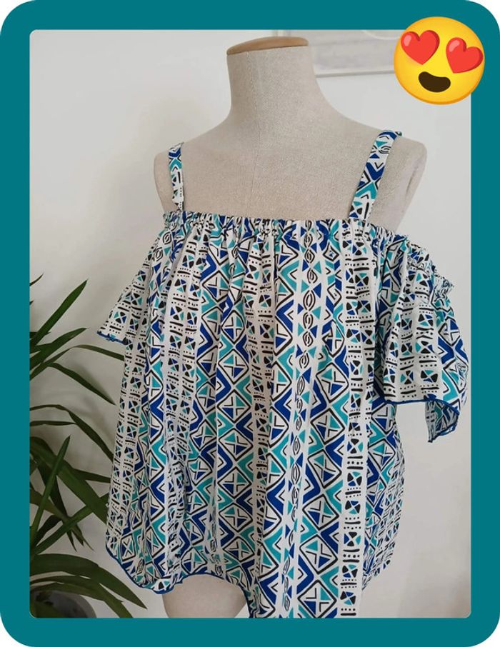 Blouse d'été à motifs Neuve Taille M 🌿💝 - photo numéro 2