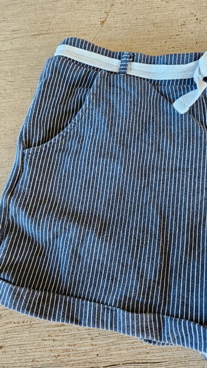 Short classique bleu foncé ligné blanc, élastique, Okaïdi, 14 ans, nickel - photo numéro 4