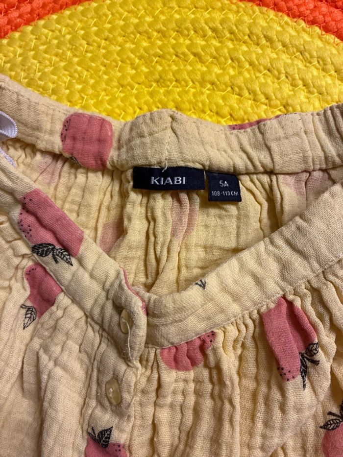 Jupe en gaze de coton kiabi 5 ans très bon état jaune taille ajustable - photo numéro 3