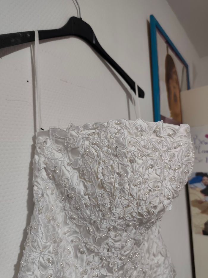 Robe de mariée bohème blanche – Neuve – Bustier – XXXXL (44/48) – Laçage + zip 🤍 - photo numéro 6