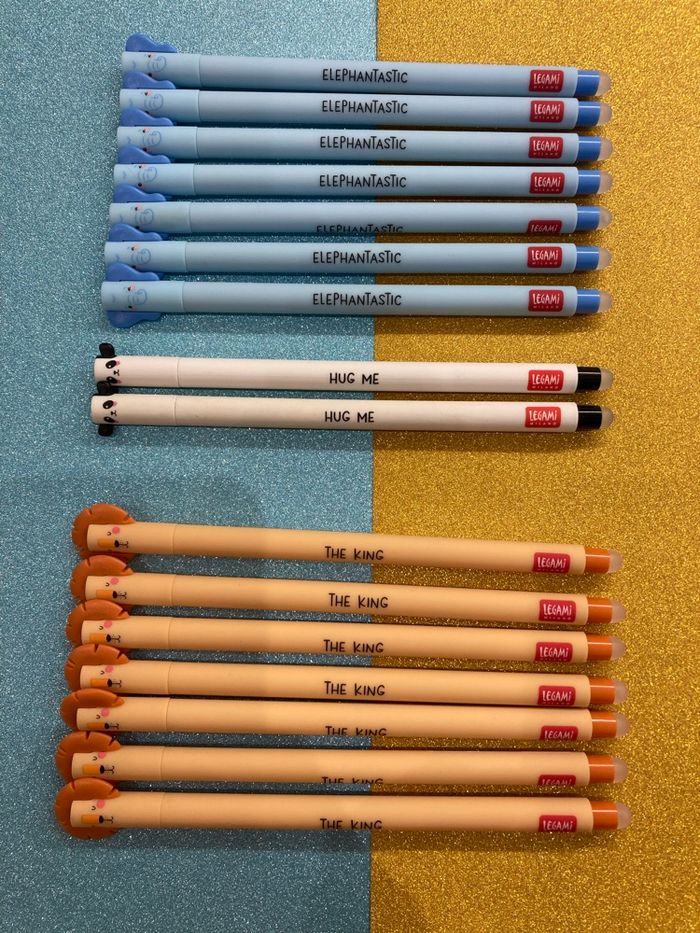 🪩 Lot de 3 stylos Legami : Lion Elephant Panda blanc - photo numéro 2