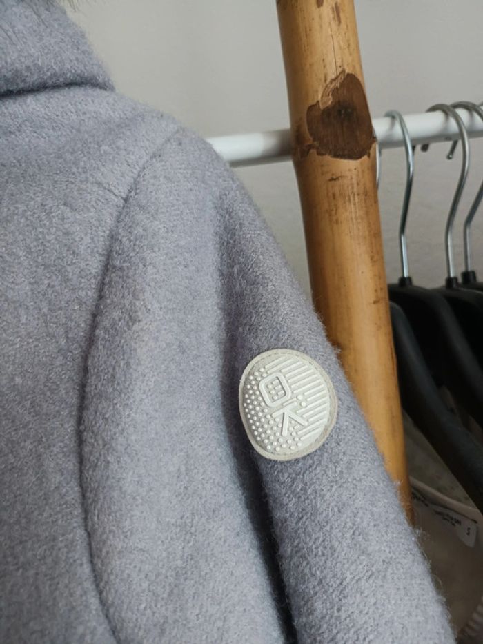 Joli manteau à capuche en laine gris très chaud Okaïdi 12 ans - photo numéro 2