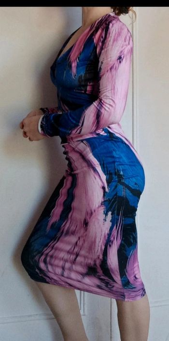💗robe récolté plongeant sexy tendance coloré t xs s