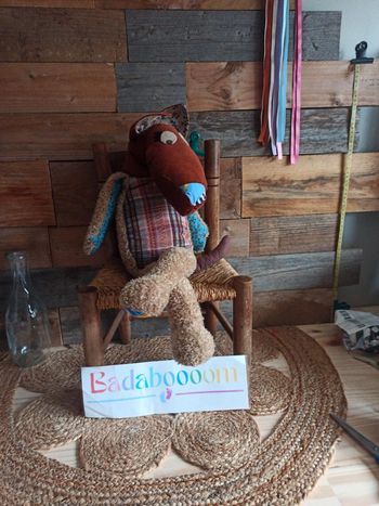 peluche grand loup patchwork tbe