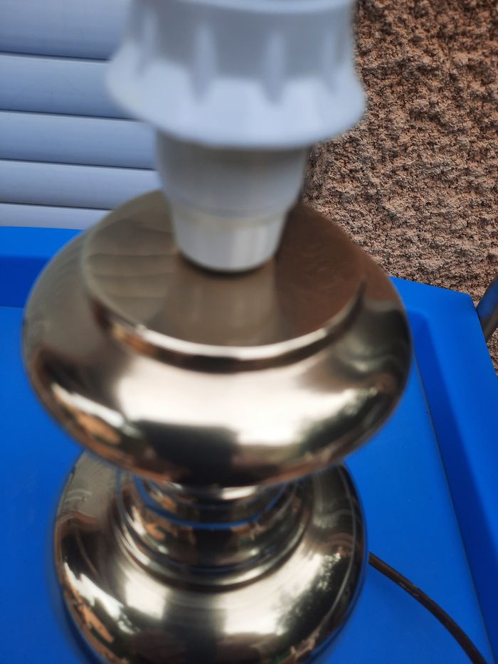 Pied de lampe en métal doré ancien 1950 - photo numéro 2