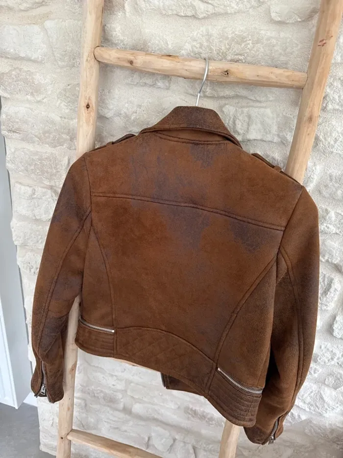 Blouson biker marron Zara Taille S - 30 € - photo numéro 5