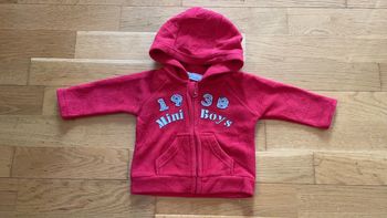 Polaire rouge zippé avec capuche 3 mois bébé rêve
