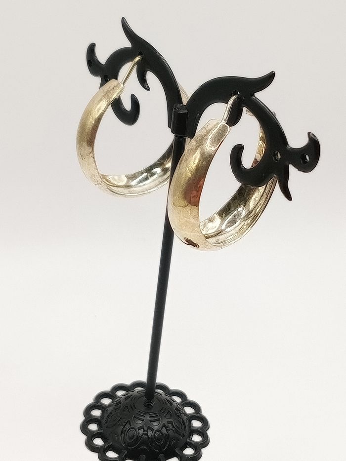 Orecchini cerchio argento dorato color oro giallo, placcato 18 kt? Stile gitana - photo numéro 2