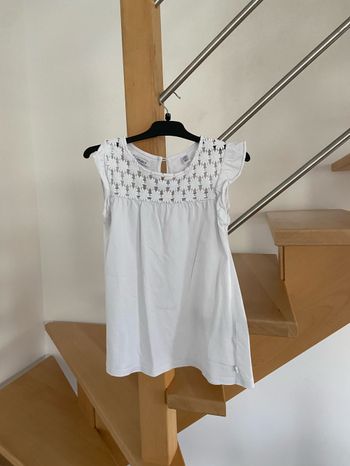 Teeshirt à manches courtes dentelle blanc’