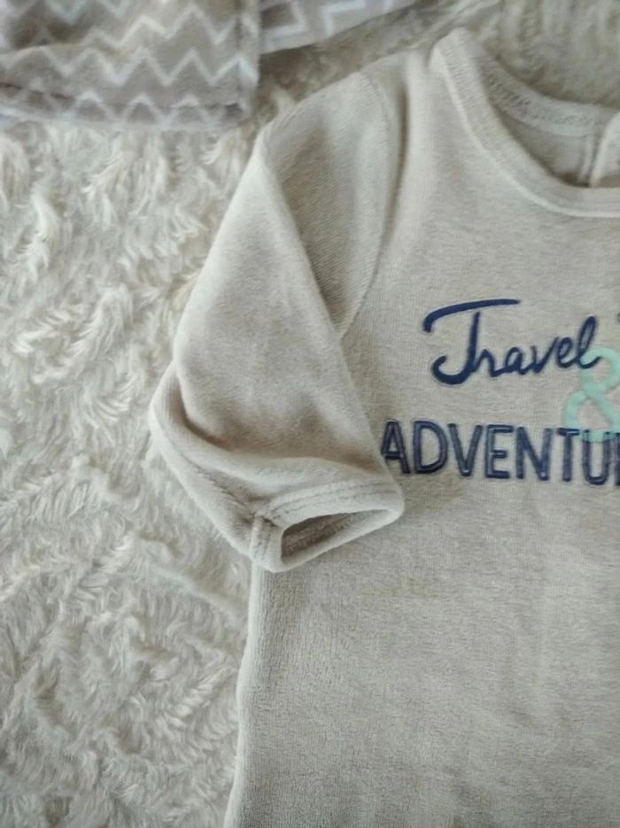Pyjama grenouillère velours Mixte 1 mois "Travel & Adventure" Vertbaudet - photo numéro 3