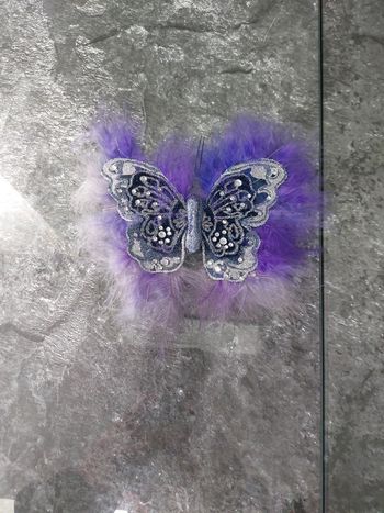 Pince papillon plumes et strass