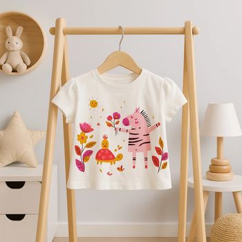 Adorable T-shirt bébé “Zèbre & Tortue” Du Pareil au Même – 6 mois