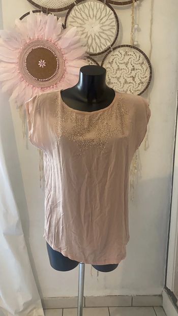 Blouse rose poudree dorée Promod