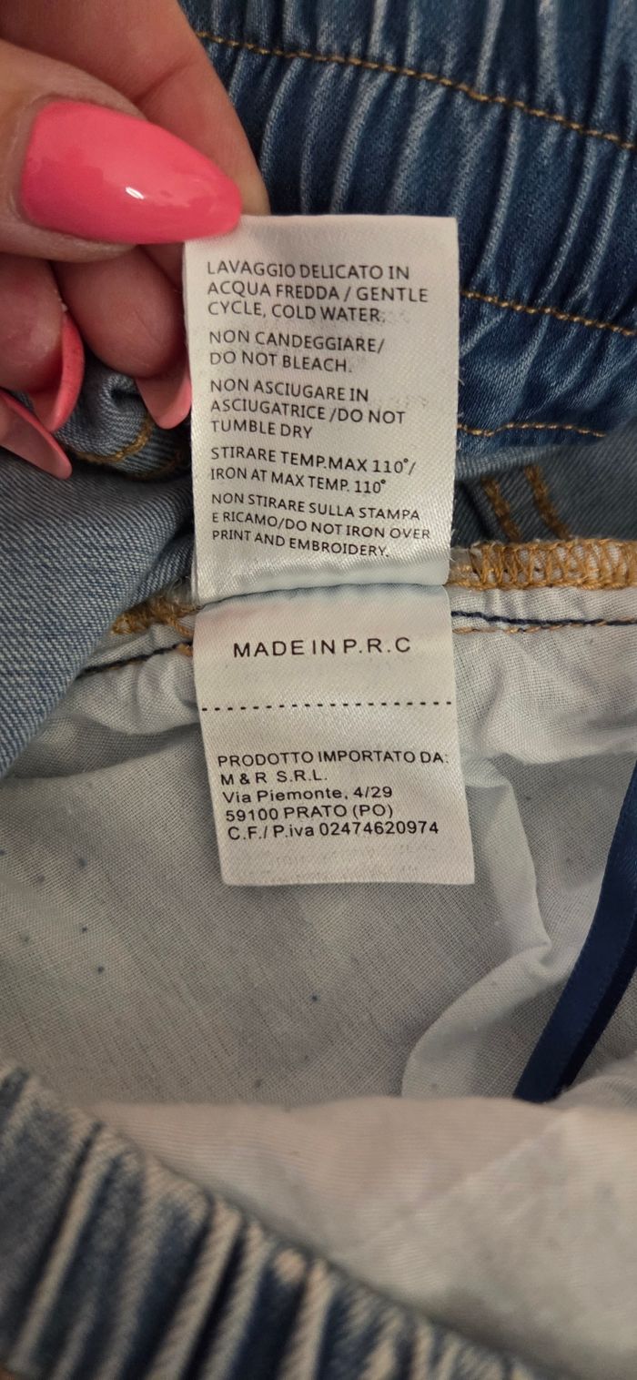Jean boyfriend sarouel S denim stretch patch étoiles sequins taille élastique TBE - photo numéro 5