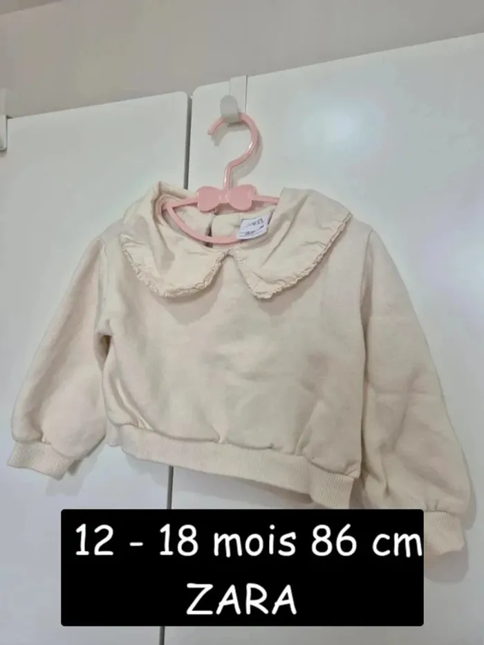 Pull court col Claudine ZARA 12 18 mois 86 cm beige - photo numéro 3