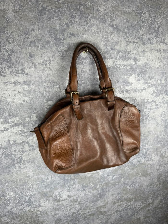 Sac à Main Gérard Darel Porté Main en Cuir de Veau Marron - photo numéro 2