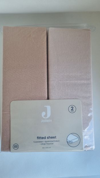 Lot de 2 draps housse wild rose-blush 60×120cm jollein neuf