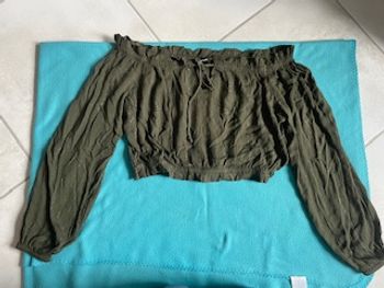 BLOUSE EPAULES DENUDEES KAKI - TAILLE L - TALLY WEIJL