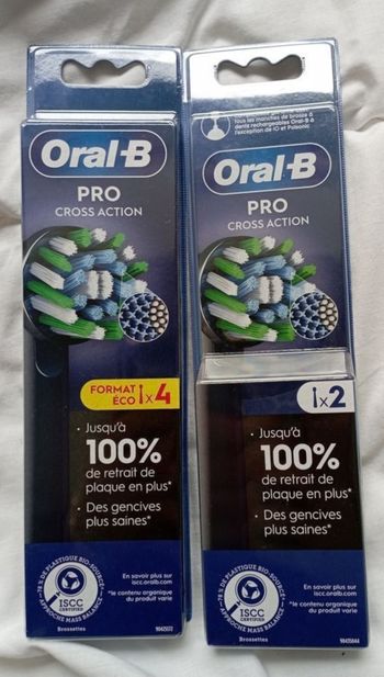 6 brossettes oralb neuve CROSS ACTION NEUF