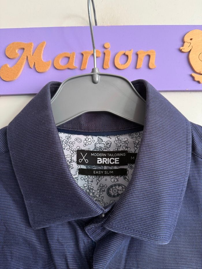 Chemise à manches longues bleu marine à motifs, taille M, marque Brice - photo numéro 2