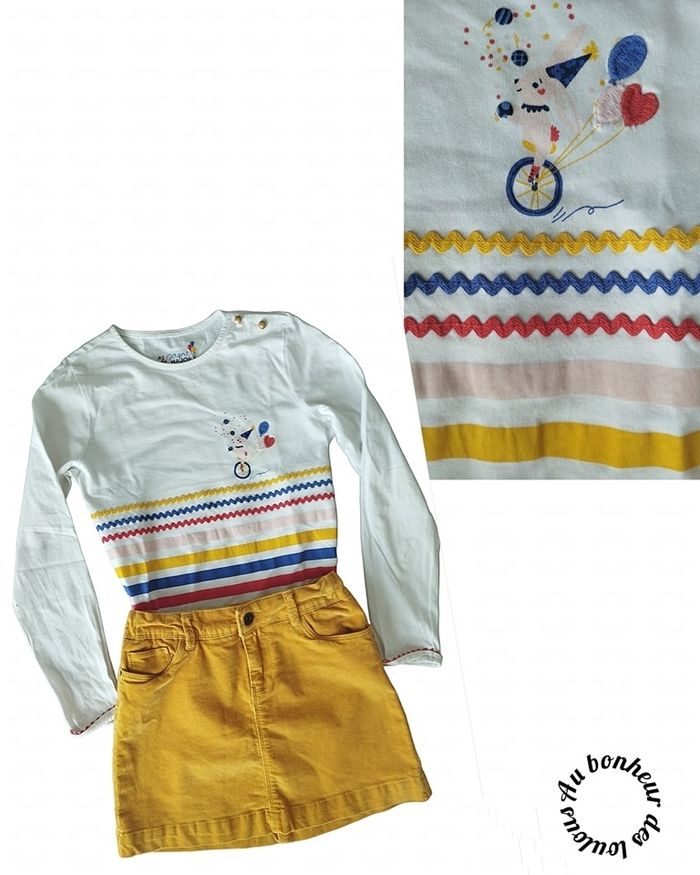 10 ans ensemble teeshirt sergent major et jupe côtelée Okaïdi
