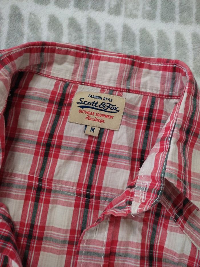 Chemise à carreaux rouge et écru Scott & Fox taille M - photo numéro 3