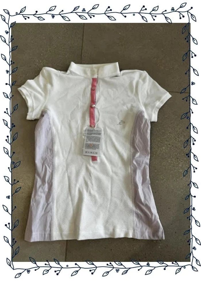 Polo blanc et rose Anna Scarpati, taille XS, neuf valeur 120e pour femme